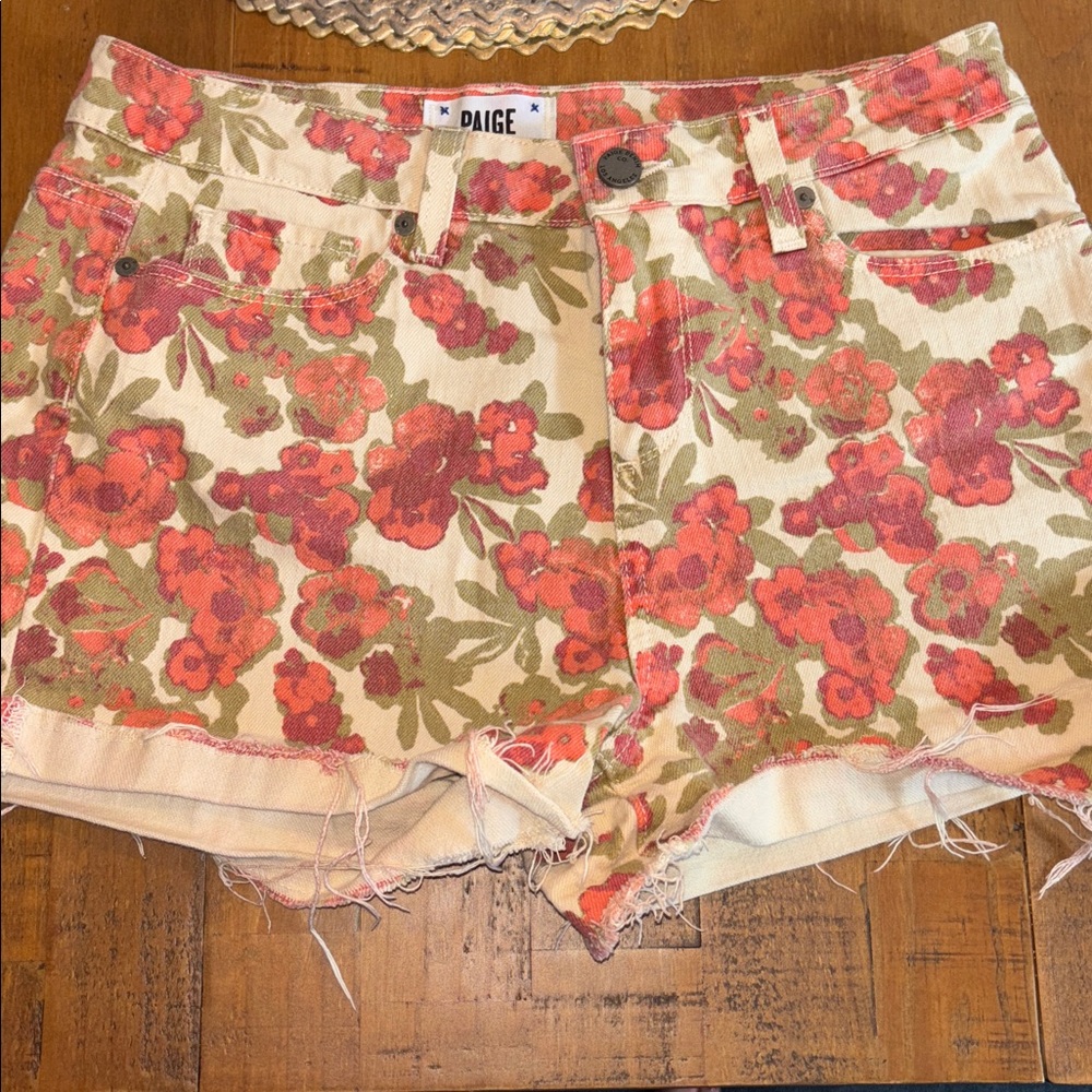 PAIGE Floral Jean Shorts. Size 29. Perfect condition!